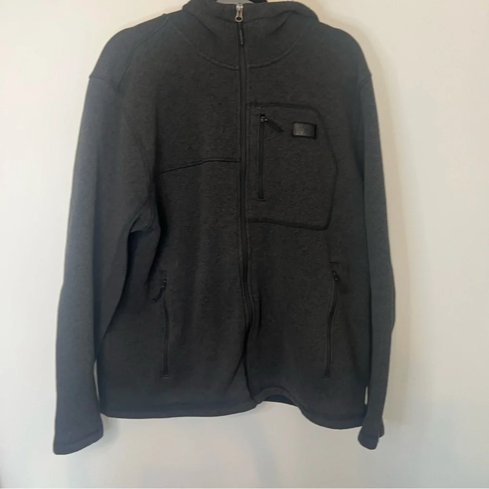 The North Face Charcoal Full Zip‎ Fleece Jacket Zip Chest Pocket XXL